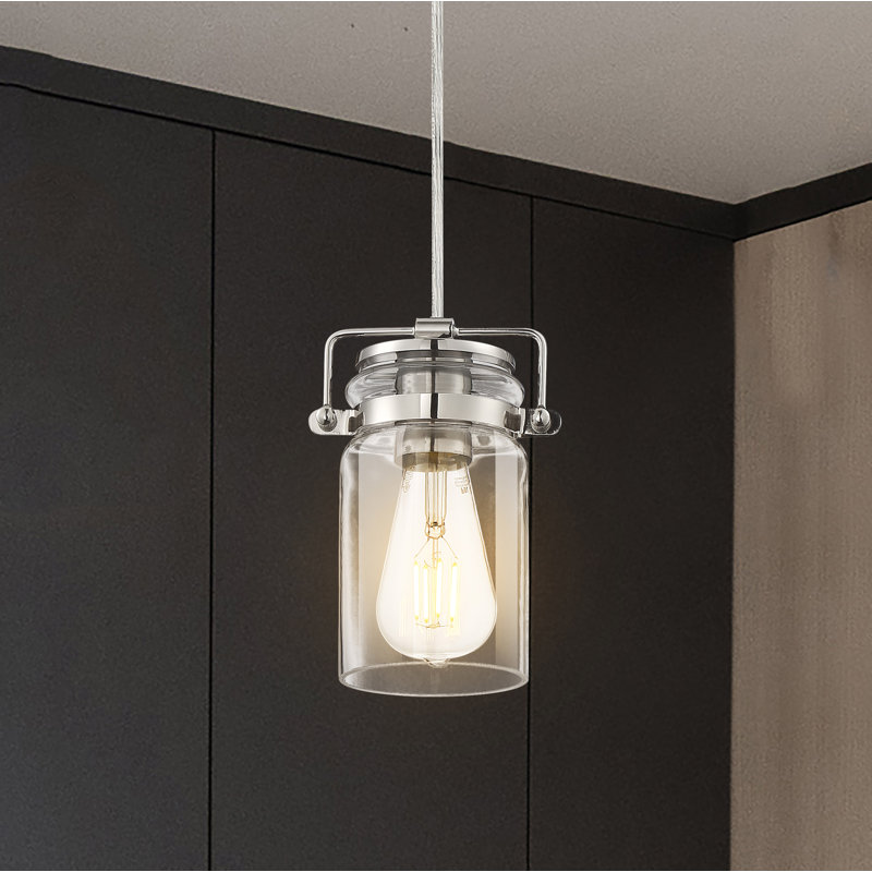 Luminaire suspendu en pot 1 lumière Malaki, Nickel poli