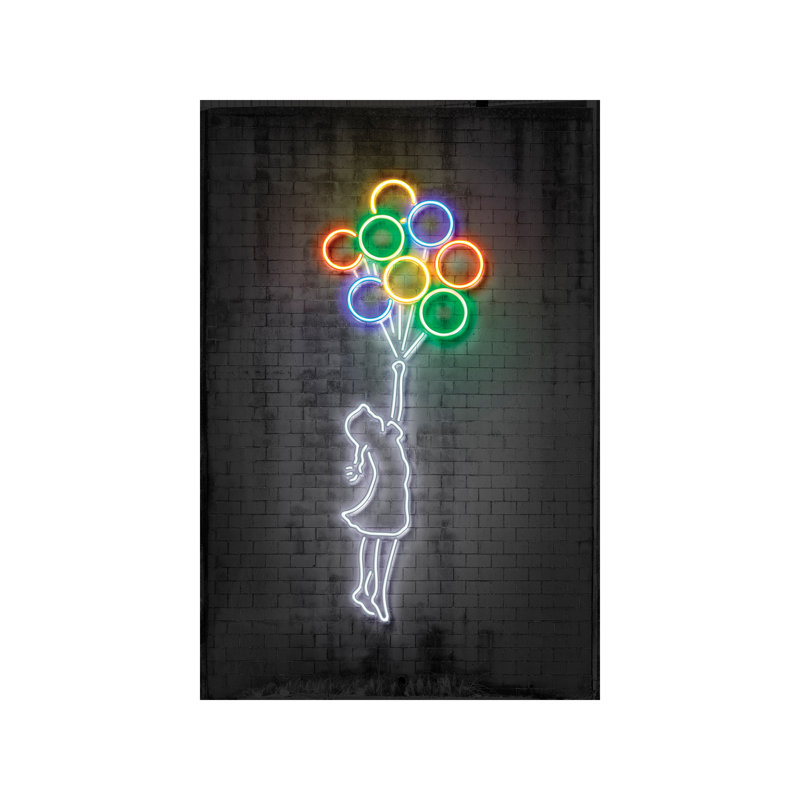 Flying Balloons Girl - Wrapped Canvas Print, 66.04 cm H x 45.72 cm W x 3.175 cm D