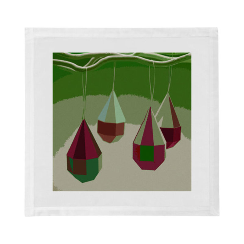Ornaments Cotton Blend Square Napkins, Plum Emerald