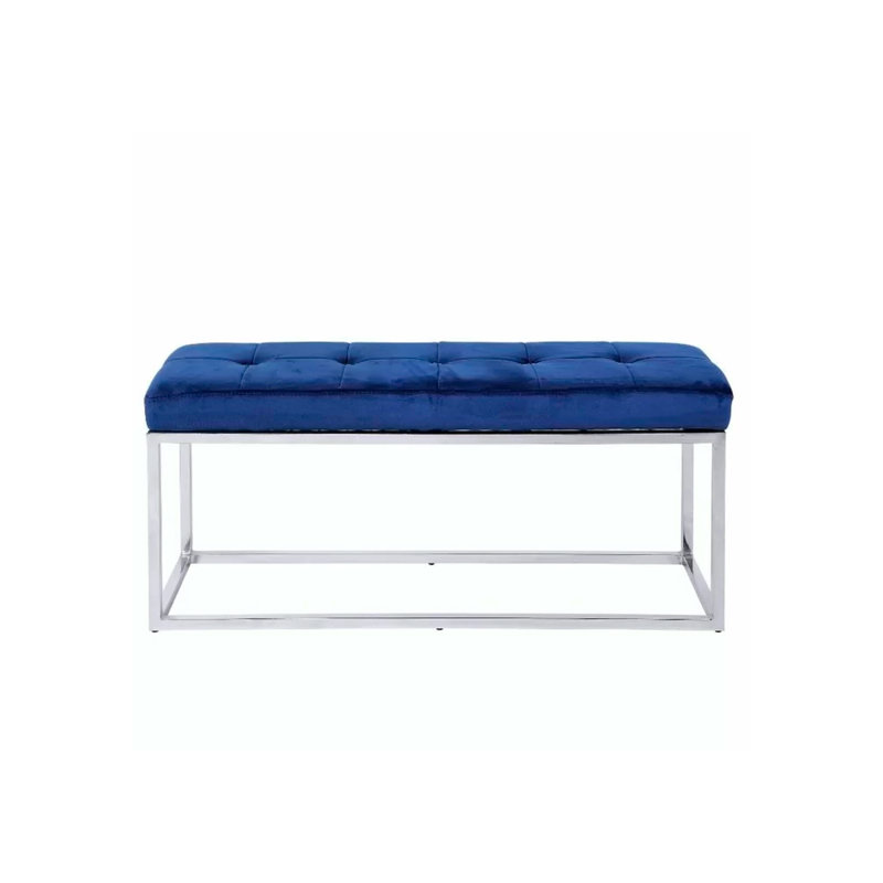 Grado Velvet Upholstered Bench, Velvet Blue