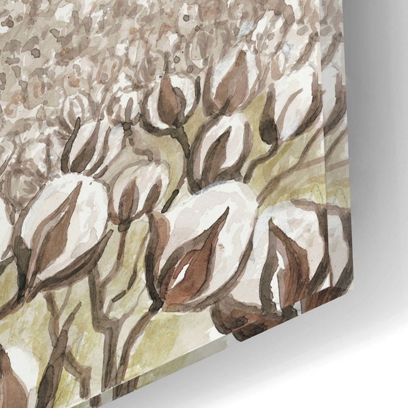 «Beautifully Simple Cotton Farm» par Cindy Jacobs, art mural en verre acrylique, H 12 po x l 16 po x P 0,13 po