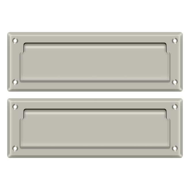 9 in x 3 in Brass Mail Slot, Brushed Nickel