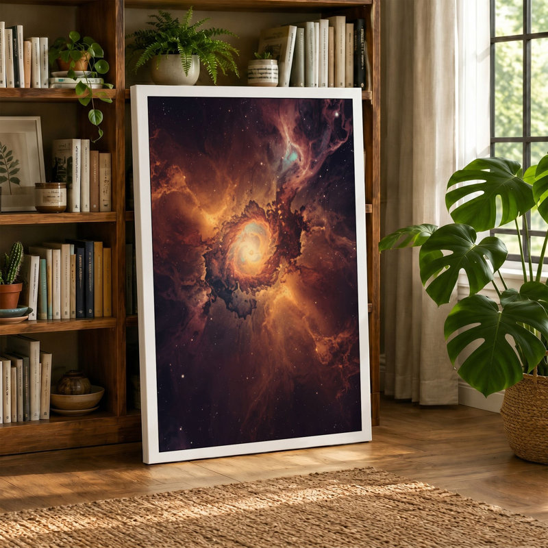 Cosmic Nebula Modern - Wrapped Canvas, 36x24 - 91.4 x 61.0 cm, Taupe Border
