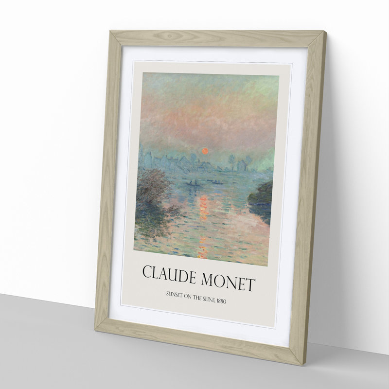 Sun Setting On The Seine by Claude Monet Framed Print, 48cm H x 36cm W x 2cm D, Oak Framed
