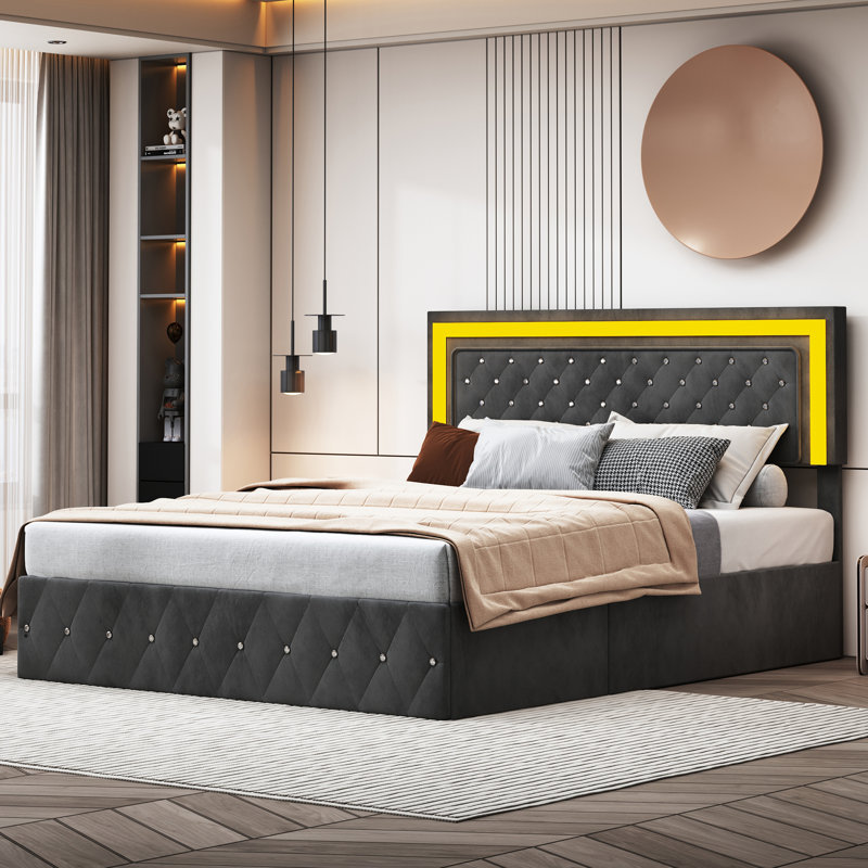 Ottoman Storage Bed, Black, Super King (6')