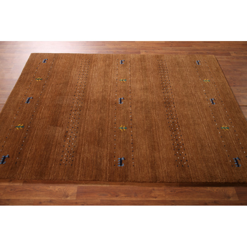 Tapis brun brun à motif tribal Gabbeh