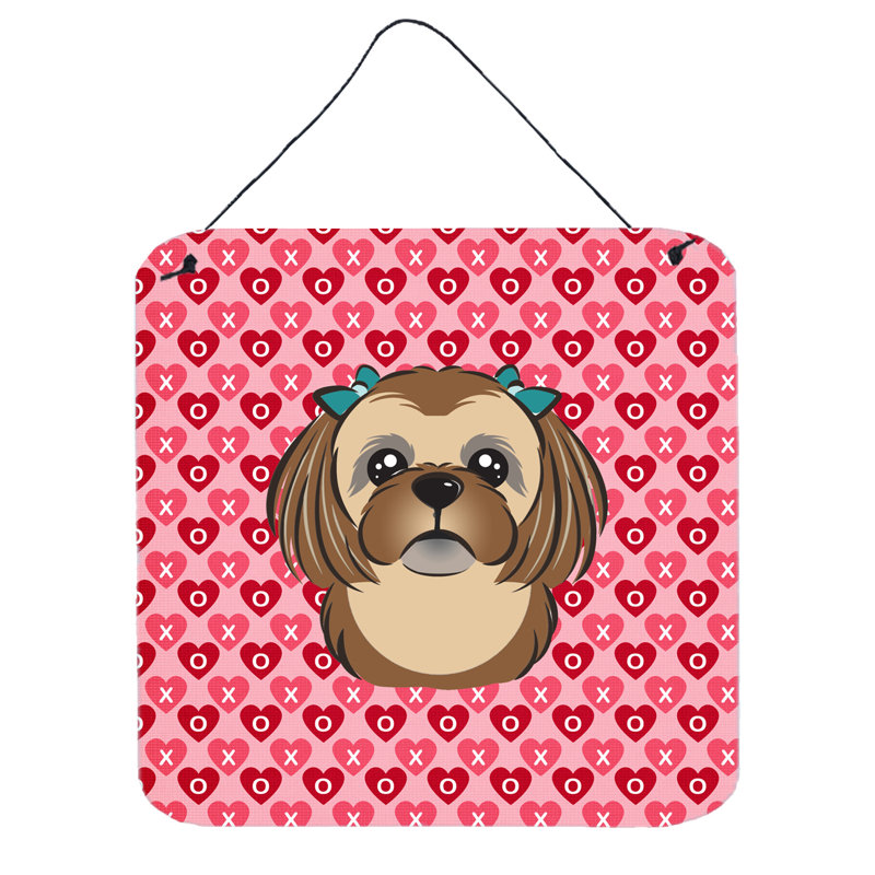 Décoration murale cœurs Shih Tzu, Brun chocolat