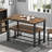 Industrial Bar Table Set with 2 Benches, Rustic 43.3" Counter Height, Space-Saving