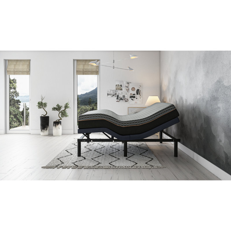 Lit double réglable Bt2500 - 31 pieds, réglable 8 po, mémoire programmable bleu + gris, hauteur du colis de 7 po, gris