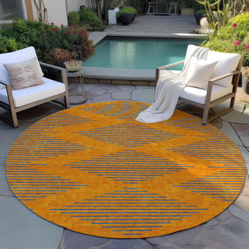 Tapis intérieur / extérieur orange Norelia , 8 pi x 8 pi