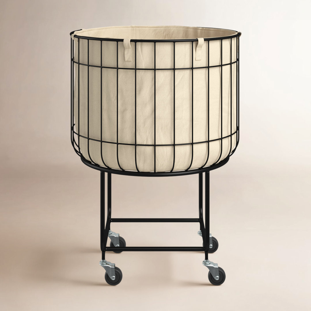 Everette Metal Deep Set Wire Basket Storage Cart with Wheels Joss & Main