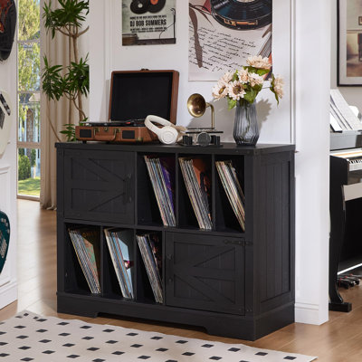 Large Record Player Stand With Vinyl Storage by August Grove