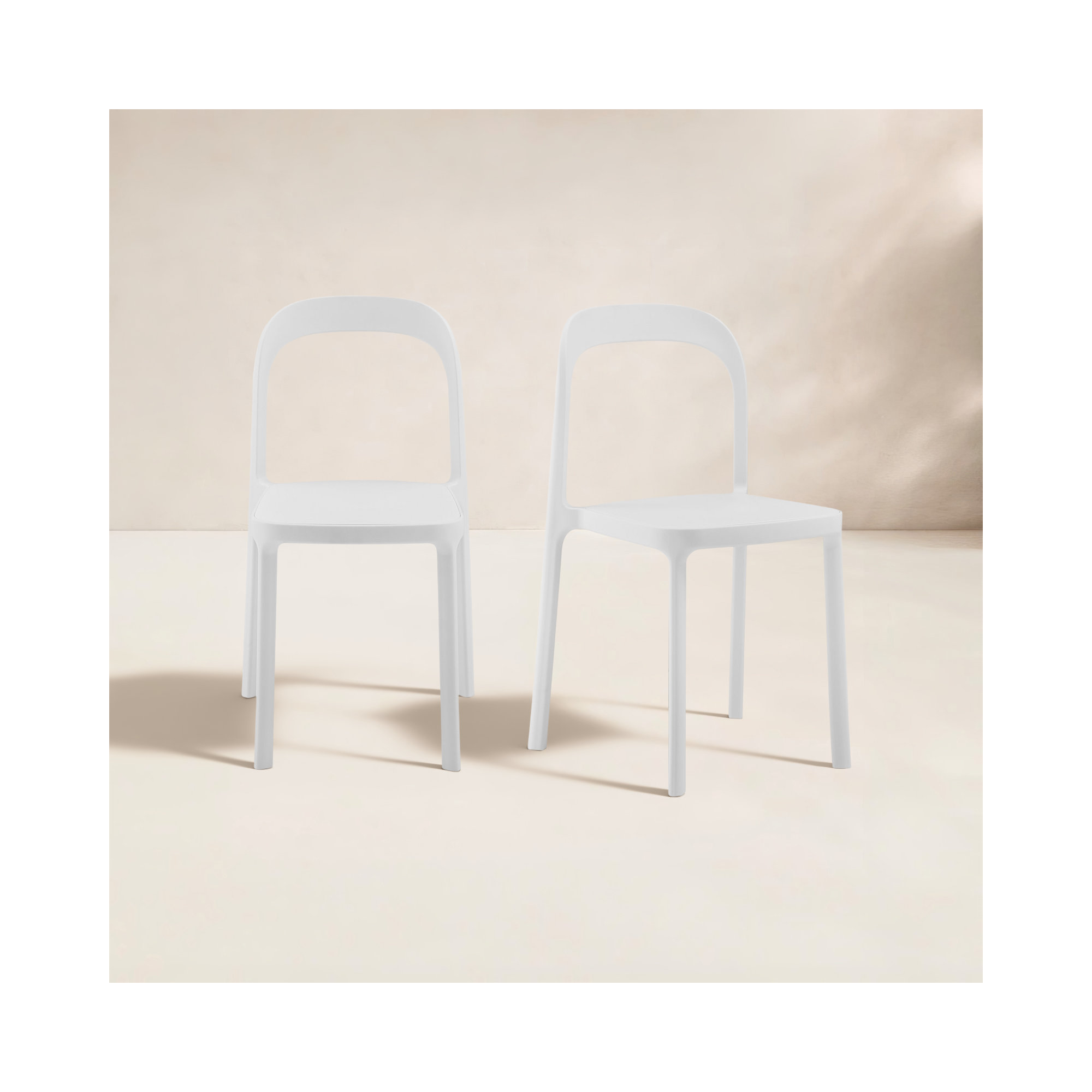 Daza Premium All-Weather Wicker Outdoor Stacking Dining Side Chair, White