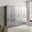 Garage Cabinet D  3  - 96 In. W, 79 H, Contemporary Metallic Grey Design, Drawers, Water And Heat Proof, 2X Edge Banding, E0-Grade Board, Shelf Mechanism, Double Bracket  3 , Contemporary, Grey,