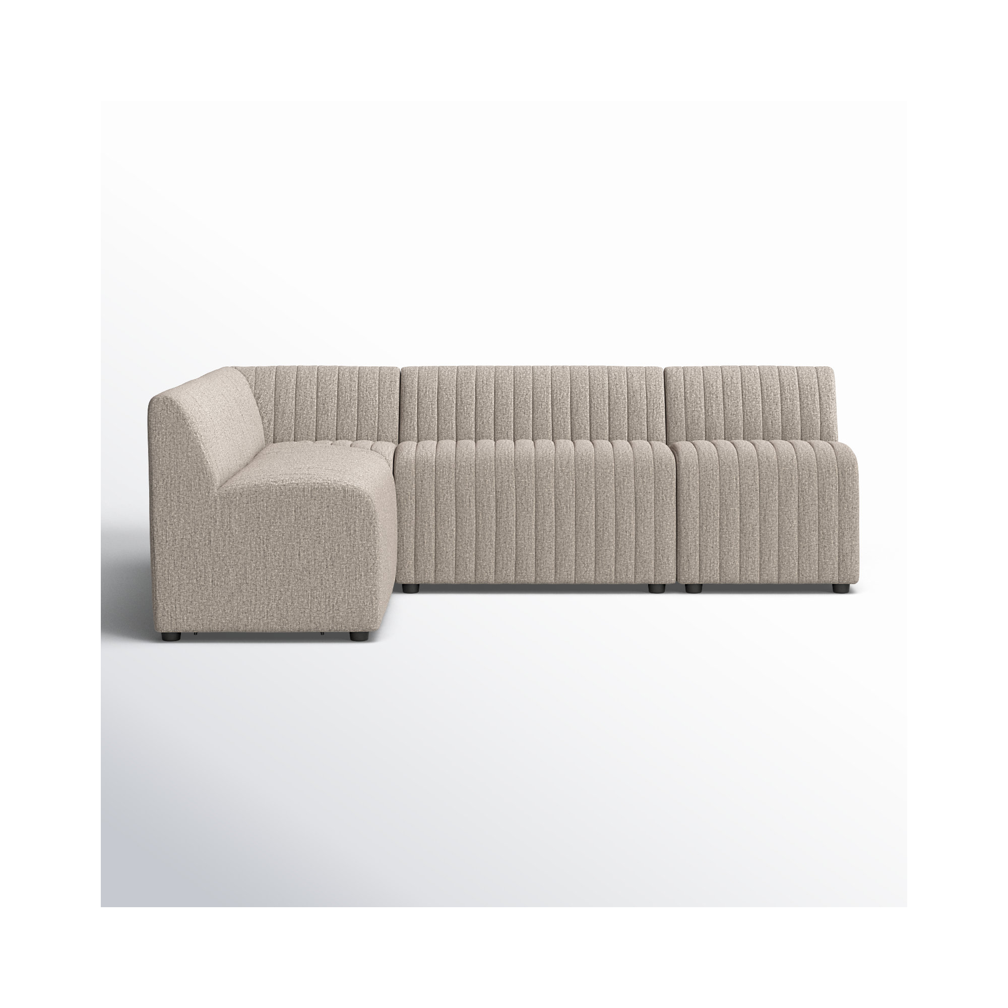 Brandt Modular Upholstered L-Sectional, Beige Polyester,  31.5" H x 91.5" W x 66.5" D