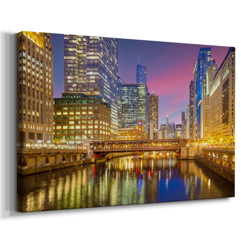 " Chicago River III ", 40" H x 60" W x 1.5" D