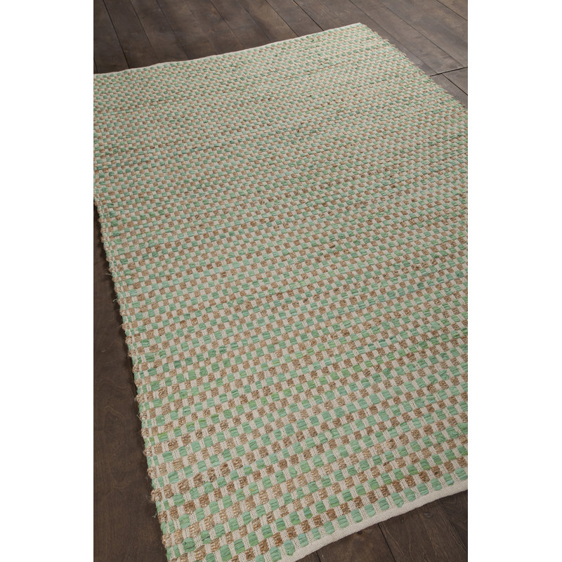 Jazz Hand Loomed Modern Area Rug in Tan/Green, Rectangle 5' x 7'6"