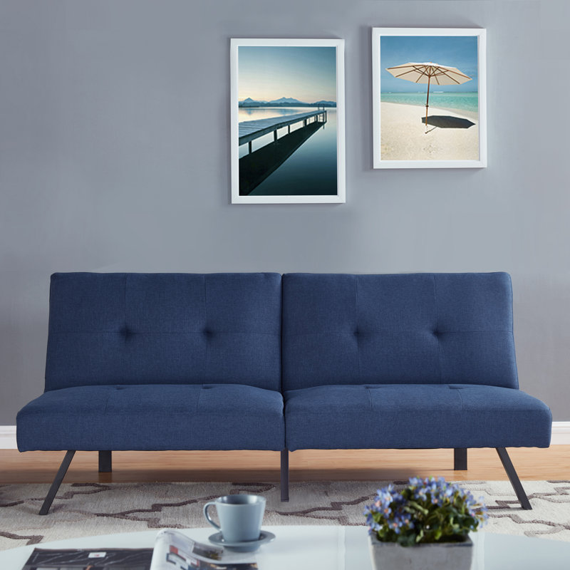 Benito Full / Double 70.47'' Upholstered Convertible Sofa, Navy Blue