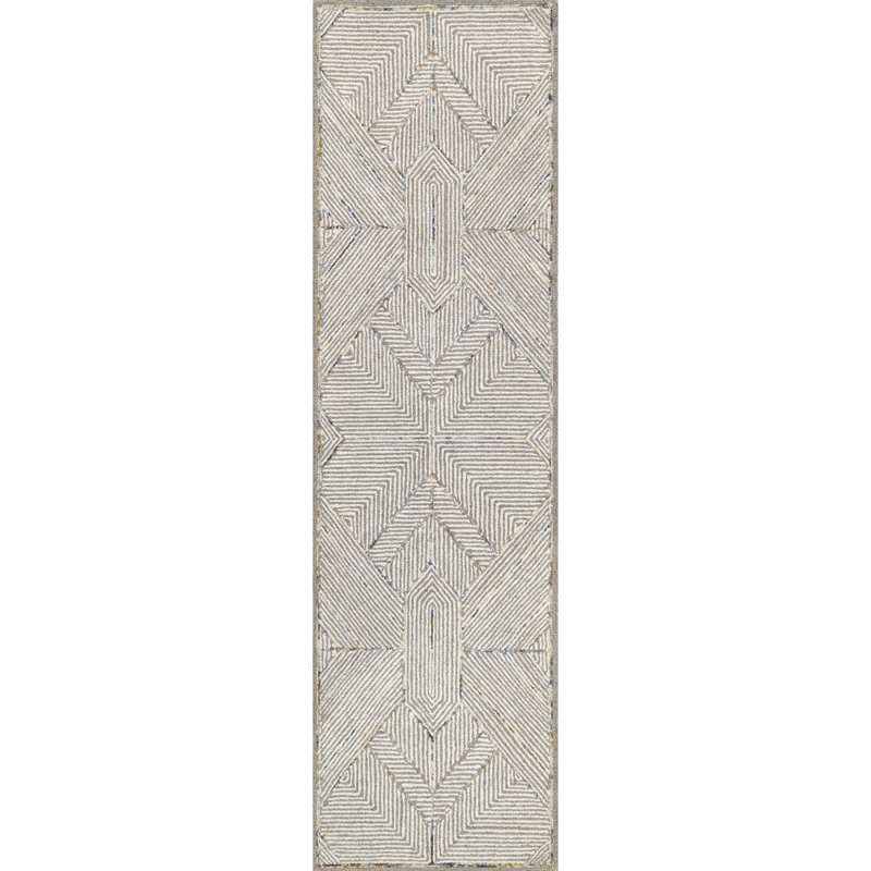Pinnacle Hand-Tufted Wool Area Rug Geometric Stripe, 2'3" x 8'