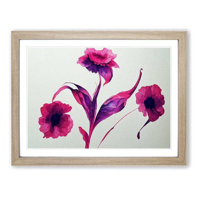 Magical Watercolour Flowers - Framed Print, 25cm H x 34cm W x 2cm D, Oak