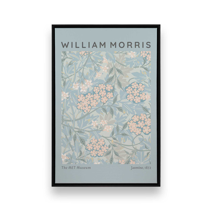 «Pale Blue Jasmine» par William Morris, reproduction sur toile dans un cadre en érable, H 12,75 po x l 8,75 po x P 1,75 po
