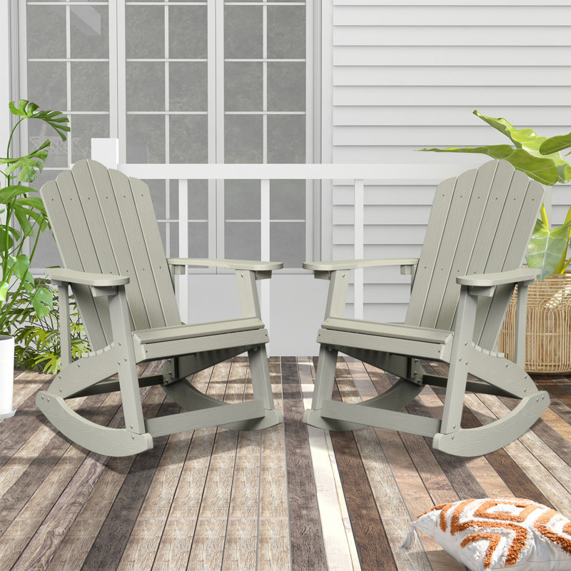 Chaise Adirondack berçante d'extérieur FCR2, Gris clair