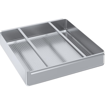 Panier pré-rinçage avec glissières en acier inoxydable 23,5 po x 23,5 po x 4 po Commercial