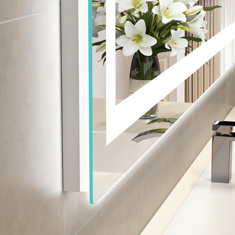Keyshauna LED Bathroom Mirror with Frontlit and Backlit, 3 Colors Temperature & Dimmable Light Anti-fog Tempered Glass Bathroom Vanity Mirror