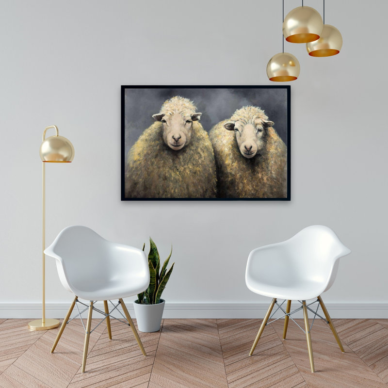 'Sheeps Wool' Oil Painting Print on Wrapped Canvas, Black Framed Canvas, 36" H x 24" W