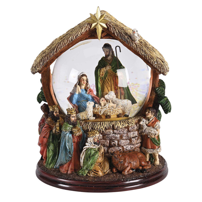 Waterglobe Nativité avec des animaux rois