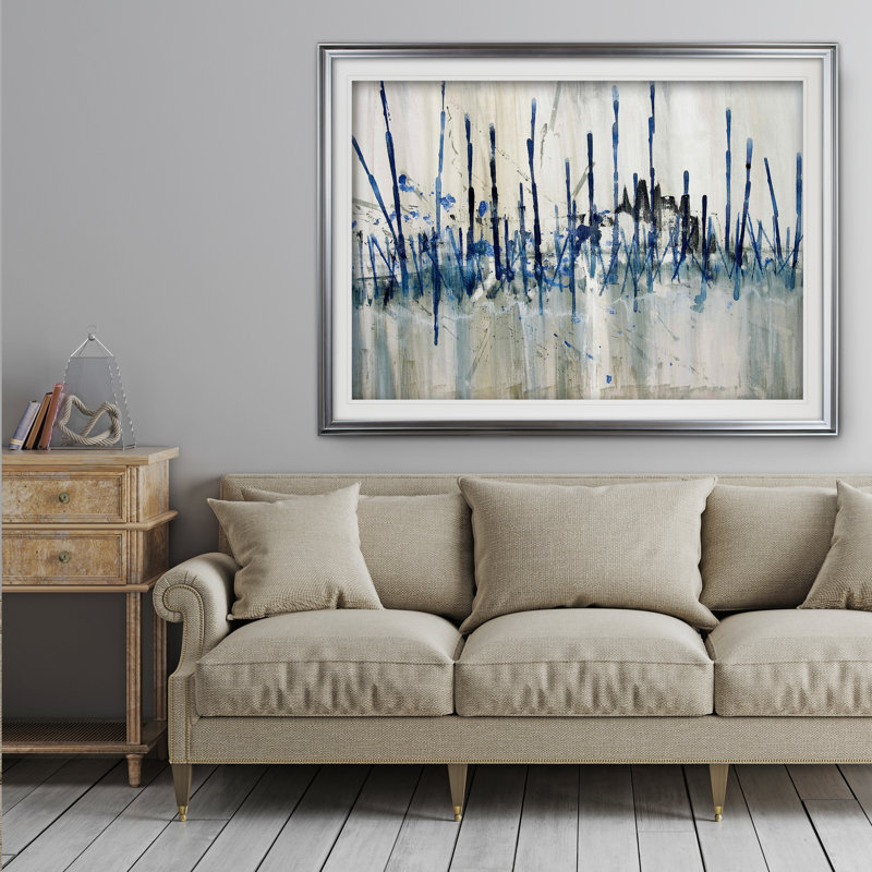 «Marshes Edge» par Susan Jill, reproduction, Cadre argenté, H 31 po x l 43 po x P 1,5 po