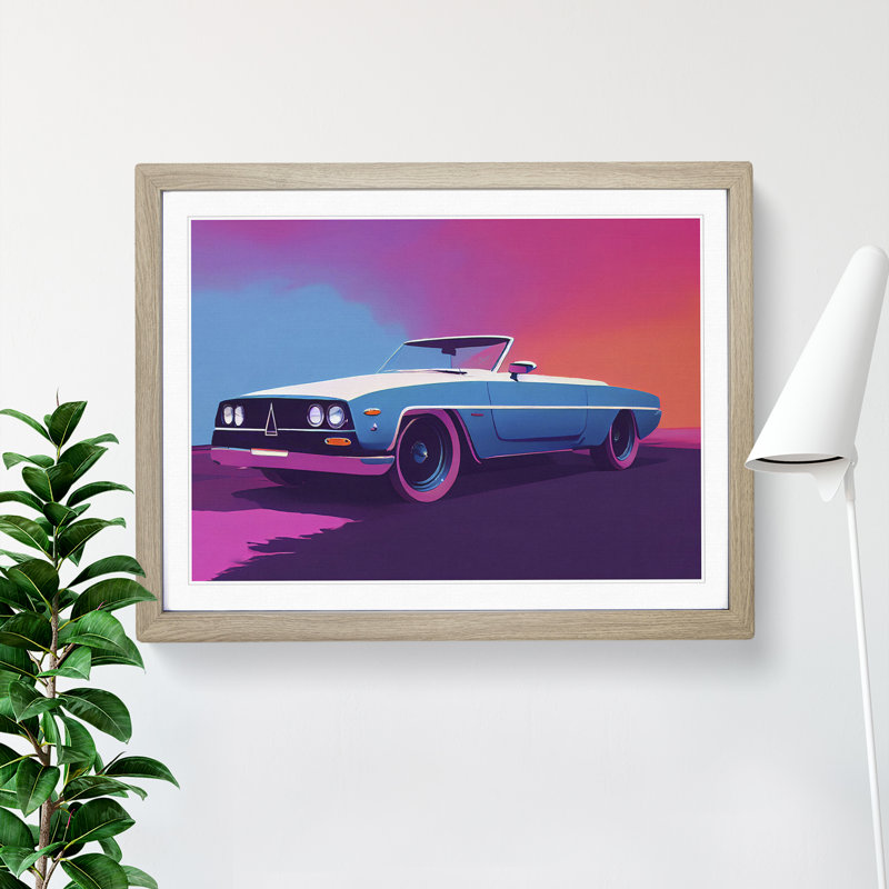 Neon Concept Car Vol.1 - Single Picture Frame Print, 46cm H x 64cm W, Oak