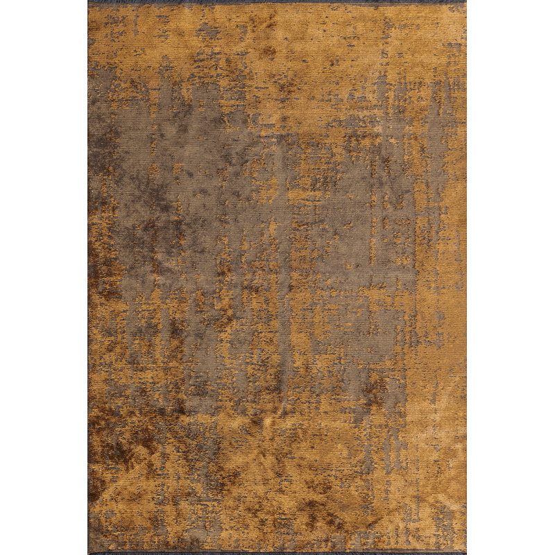 Tapis orange / noir à motif abstrait de luxe, Rectangle 7 pi 10 po x 11 pi 2 po