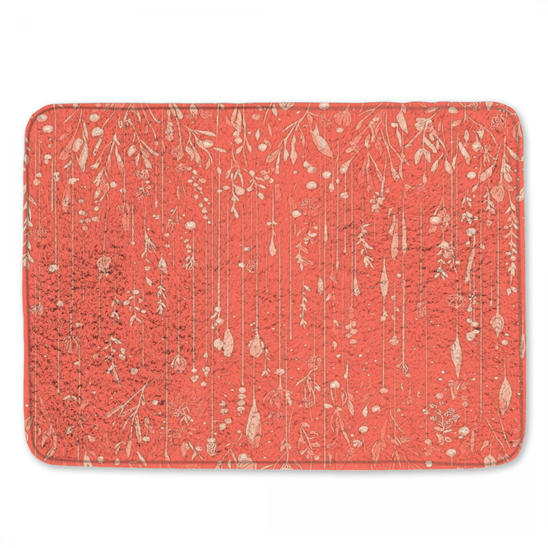 Tapis de bain floral, Simple - L 17 po x l 24 po, Floral orange