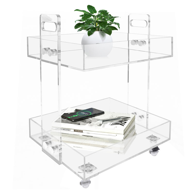 Suyeko 2 Tiers Clear Acrylic Bar Cart