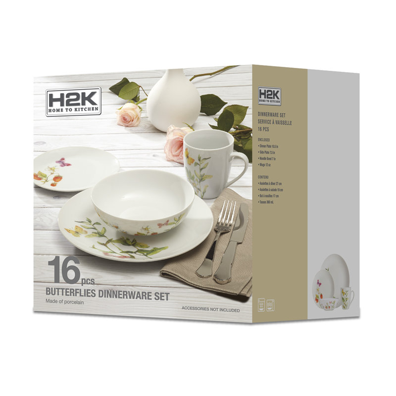 Porcelain China Dinnerware Set 16 Piece - Service for 4