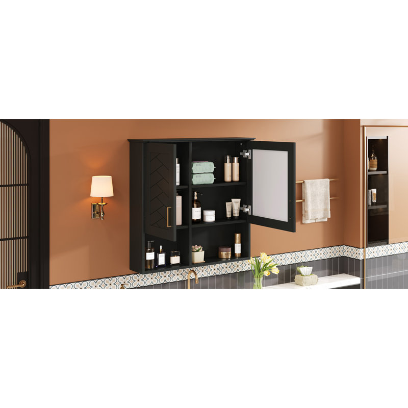 Armoire de toilette 2 en 1, armoire à pharmacie murale de 30 pouces avec tablettes réglables et portes à fermeture en douceur