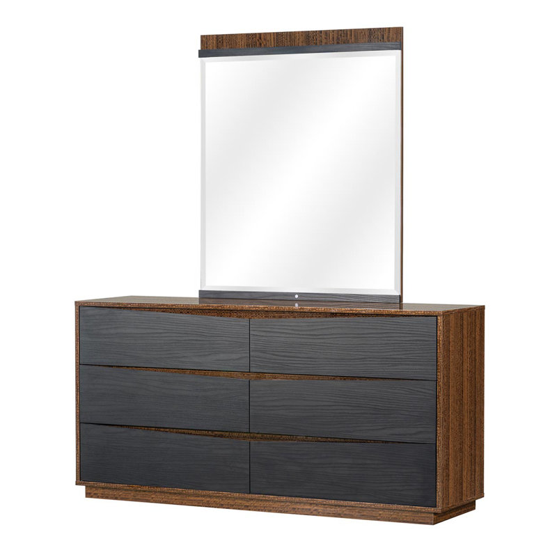 Kayner Dresser With Mirror - Charcoal