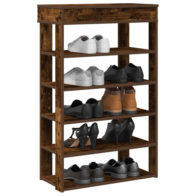 Shoe Rack 80X30x98 Cm Engineered Wood, Smoked Oak, 98cm H x 60cm W x 30cm D