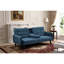 Canapé-lit de 72 po - Dossier convertible pliant en lit double avec porte-gobelet et table rabattable - Canapé en lin compact pour petits espaces - Assemblage facile, bleu-129237801