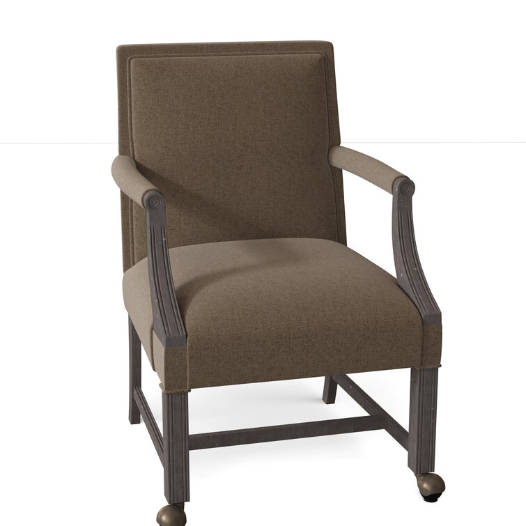 Upholstered King Louis Back Arm Chair Fairfield Chair Leg Color: Tobacco, Upholstery Color: 8789 Juniper