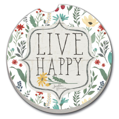 Stoneware Round 2 Piece Car Coaster Set