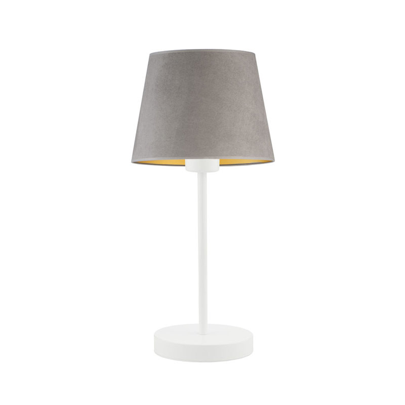 Alekper Metal Desk Lamp, White Base/Grey/Gold Shade