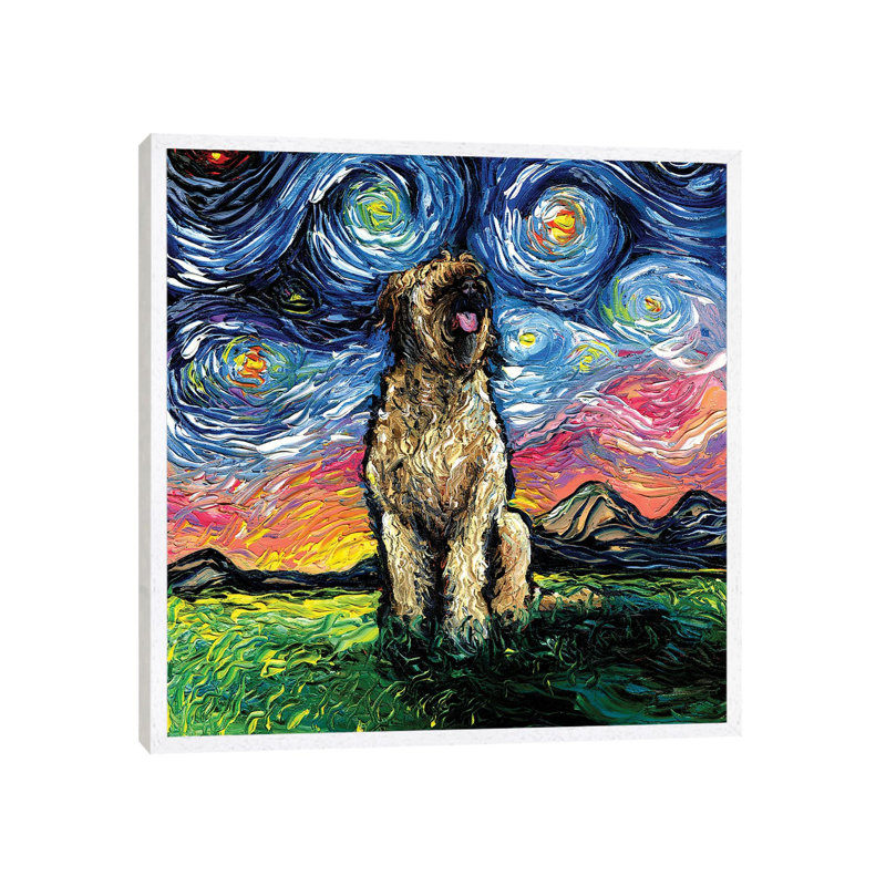 Briard Night by Aja Trier - Gallery-Wrapped Canvas Giclée on Canvas, 66.04 cm H x 66.04 cm W, White Framed