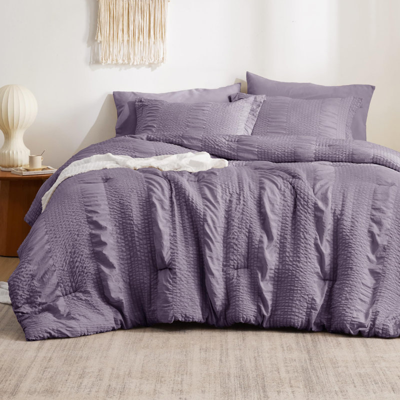 Standard Comforter, Grayish Purple, Full Comforter + 6 Additional Pieces