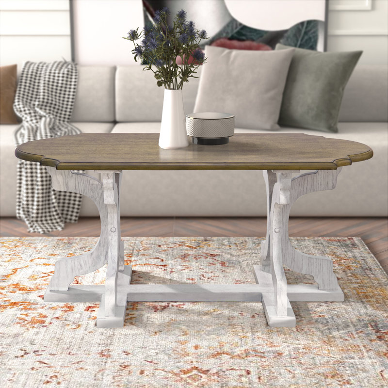 Table basse Vesely Saylor, Blanc antique / chêne antique