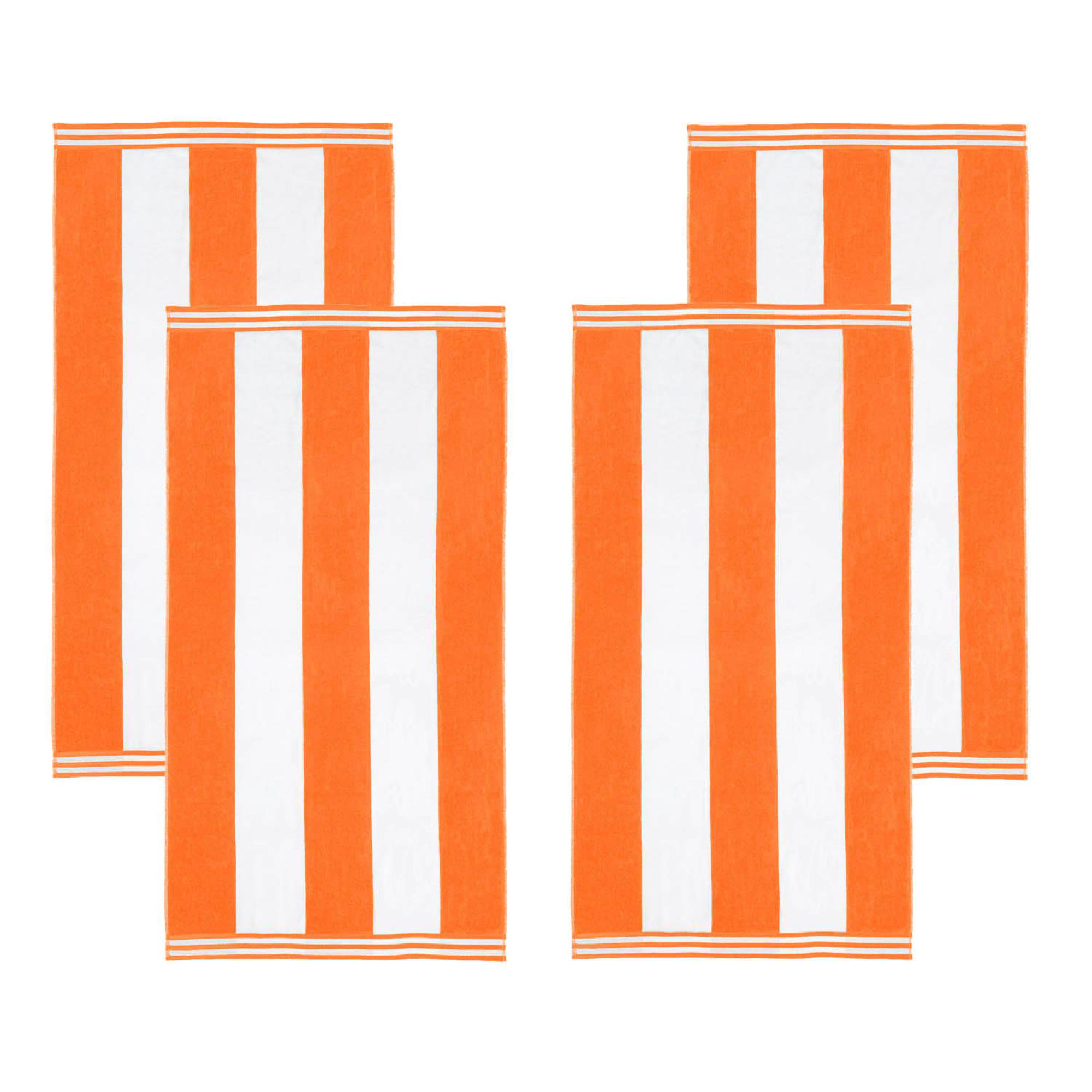 Calheta Cotton Oversized Cabana Stripe Beach Towels, Orange, 4