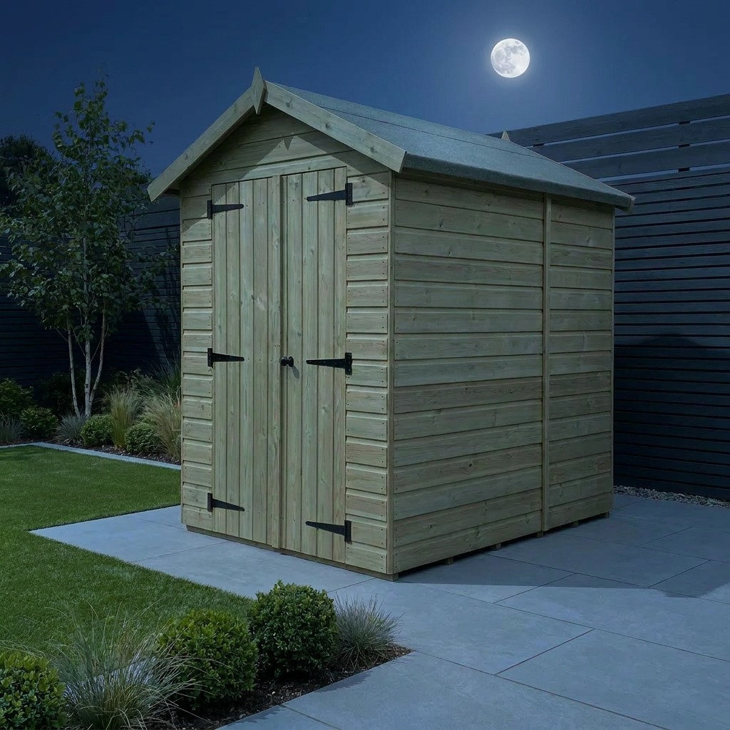 Total Sheds 6ft x 8ft Apex Garden Shed - Double Door - No Windows - Pressure Treated Timber - UK Manufactured
