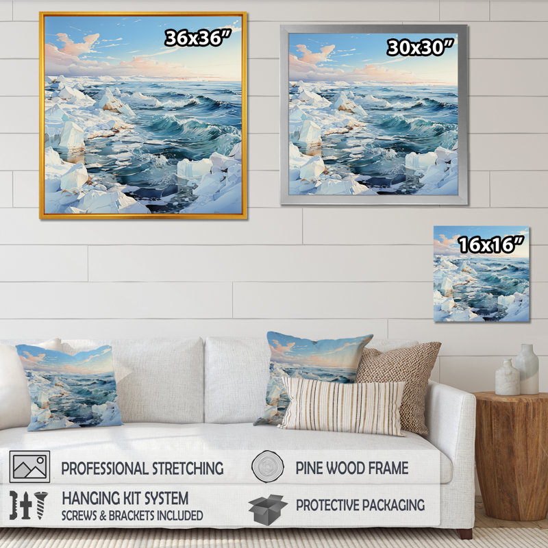 «Ocean Winter Scenery II», reproduction sur toile, H 24 po x l 24 po x P 1 po, Toile tendue