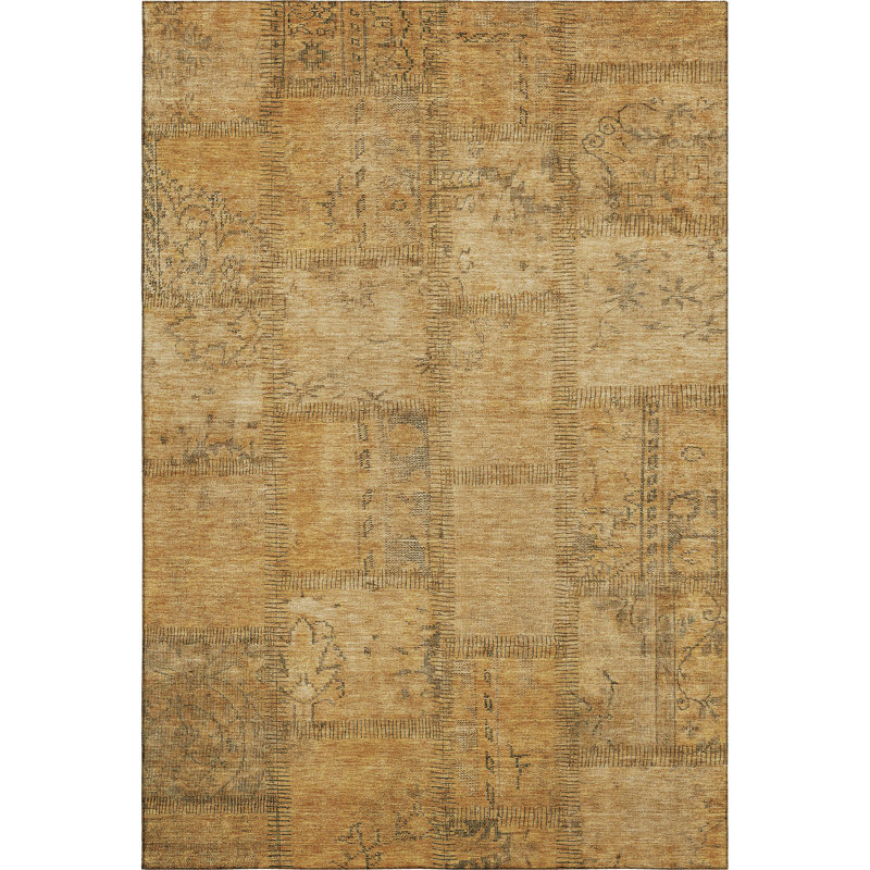Premium Machine Washable Prisco Copper Rug, Rectangle 3' x 5'